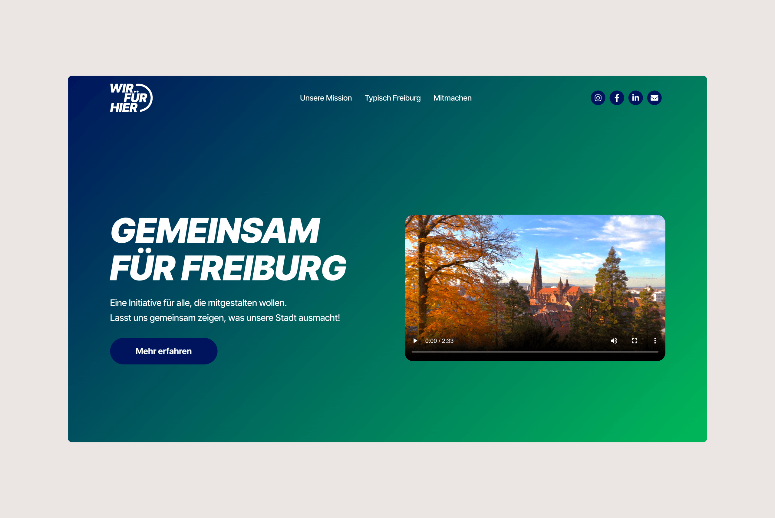 Wir für hier Freiburg, Website Mockup