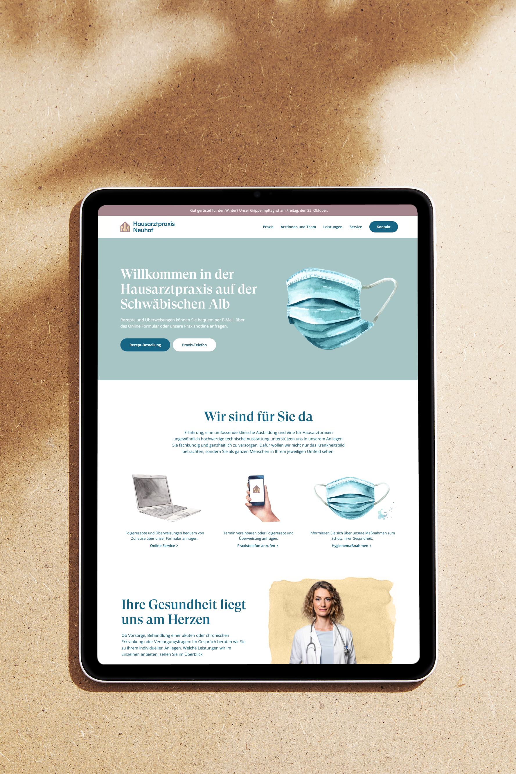 Hausarztpraxis, Website Mockup iPad