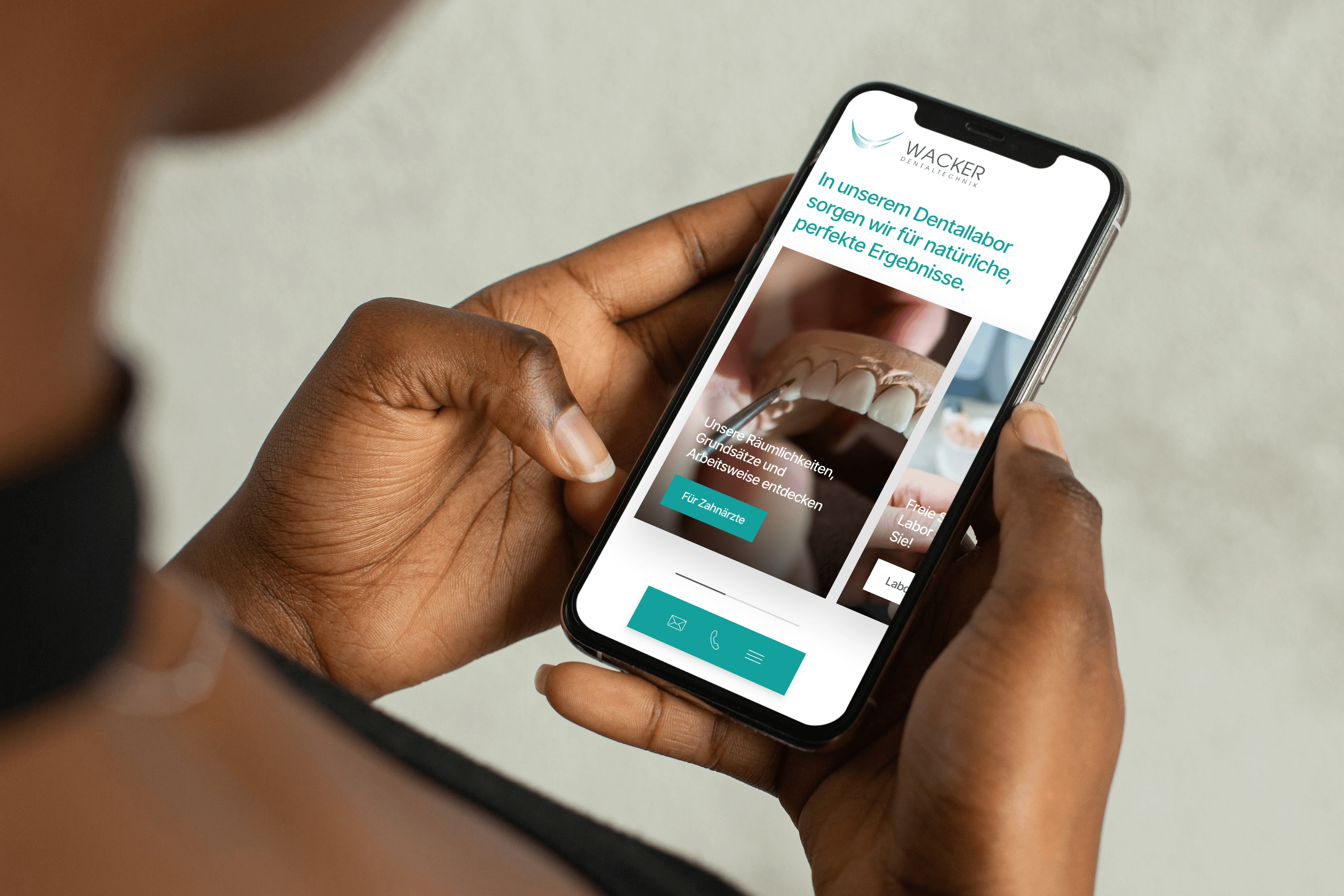 Dentallabor Stuttgart, iPhone Mockup Website